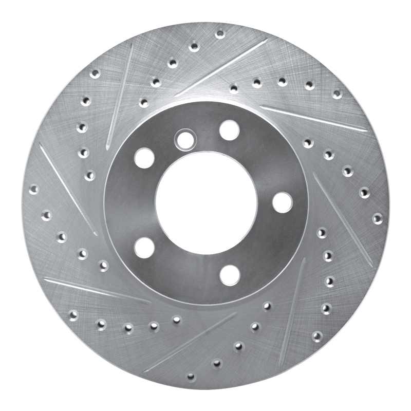 BMW 228I xDrive Brake Rotor (1) - Front Left - R1 Concepts - Drilled & Slotted - Silver - `07-`21
